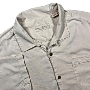 Tommy Bahama Original Fit Button Up Silk Camp Shirt Men's XL Palm Fronds *Flaws